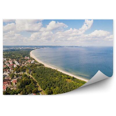 Fototapet Plajă Clădiri Natura Cer Nori Marea Baltică Gdańsk Vedere De Ochi