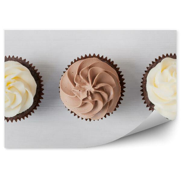 Fototapet perete Cupcakes cu frișcă, ciocolată, vanilie, deserturi și produse de patiserie