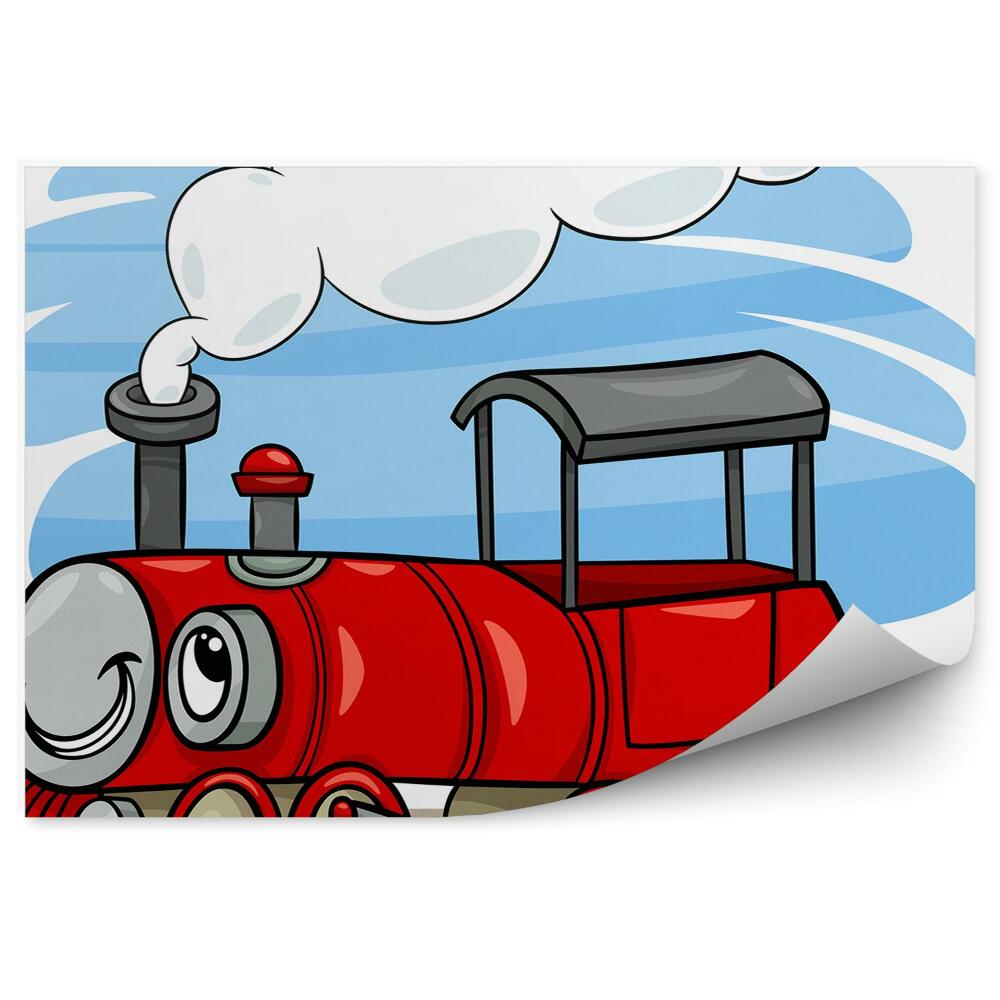 Fototapet perete Grafică pentru un copil cu un tren roșu pe șine