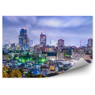 Fototapet perete Zgârie-Nori Clădiri Noapte Tokyo Japonia Luminează Copaci