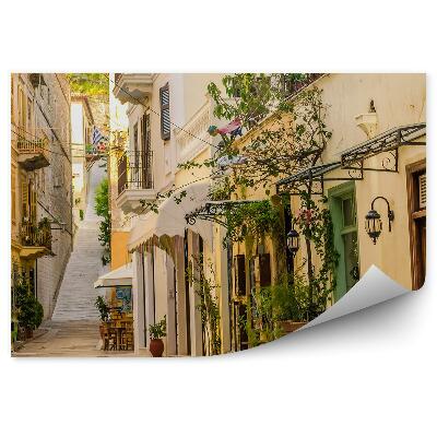 Fototapet perete piatră de caldarâm stradă îngustă scăriță Grecia