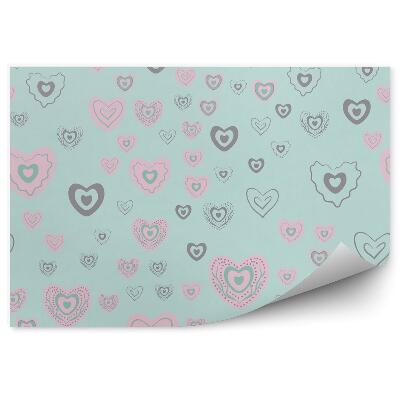 Fototapet vintage Inimi pe un fundal albastru