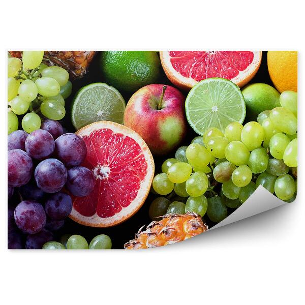 Fototapet pentru perete Teanc de fructe de vară struguri kiwi pepene verde alimente sănătoase