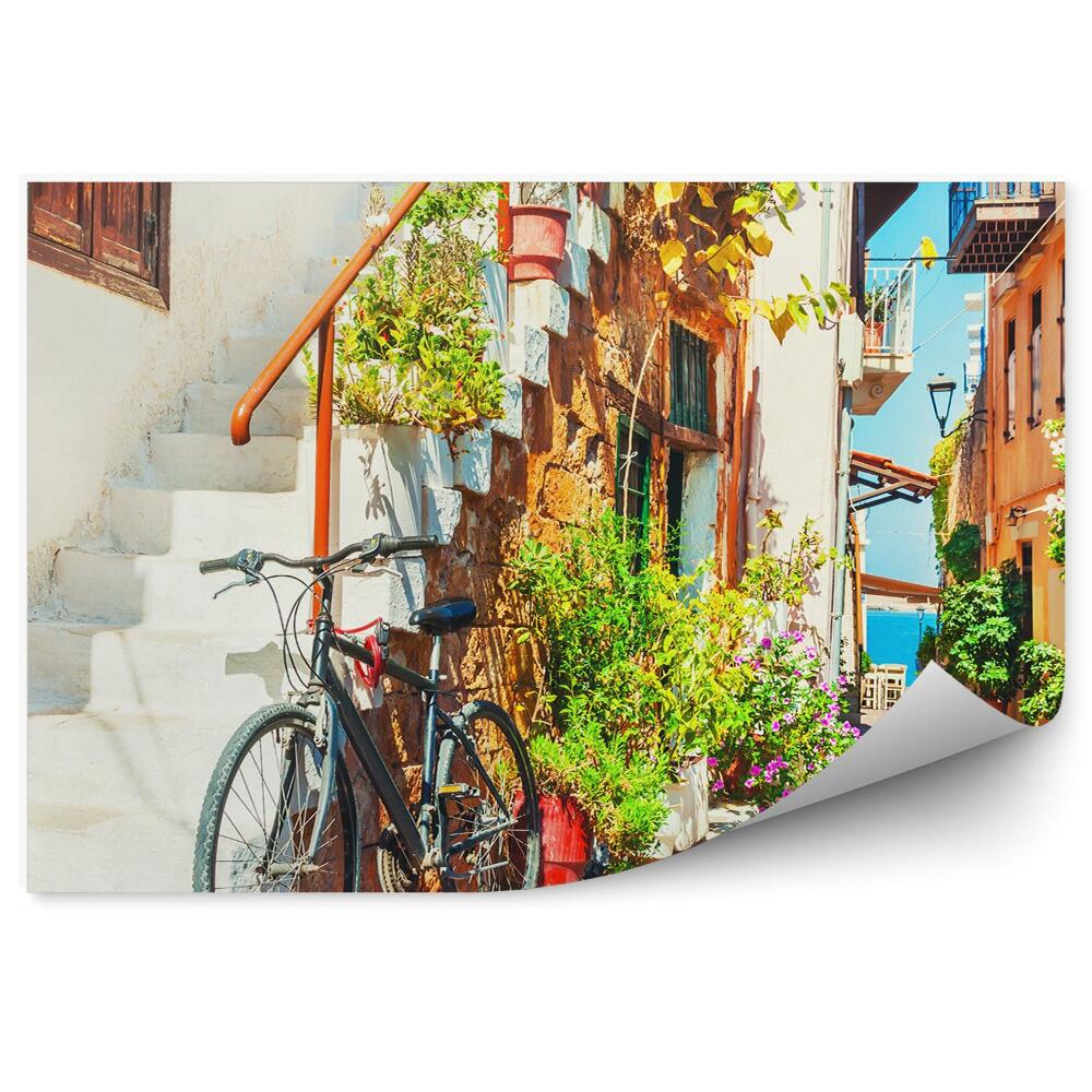 Fototapet perete Alee biciclete scari cladiri culori plante