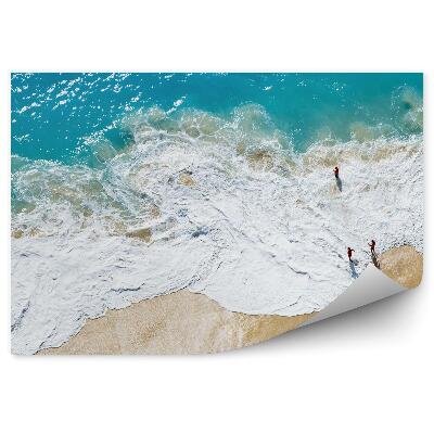 Fototapet pentru perete Vedere Aeriană Plajă Cu Nisip Tropical Oameni Valuri Oceanului