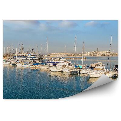 Decor fototapet Grecia Trimite Bărci Port Cu Apă Albastră