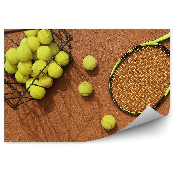 Fototapet vintage Teren de tenis cu rachete cu bile