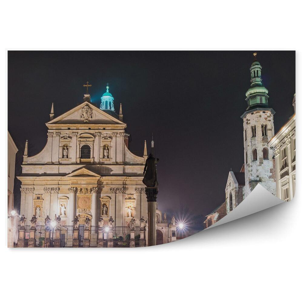 Fototapet vintage Biserici Grodzka Cracovia Iluminat Piata Cer