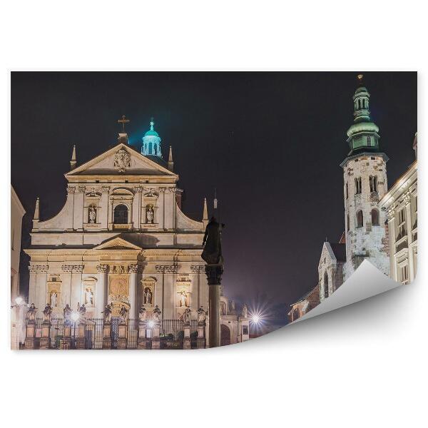 Fototapet vintage Biserici Grodzka Cracovia Iluminat Piata Cer