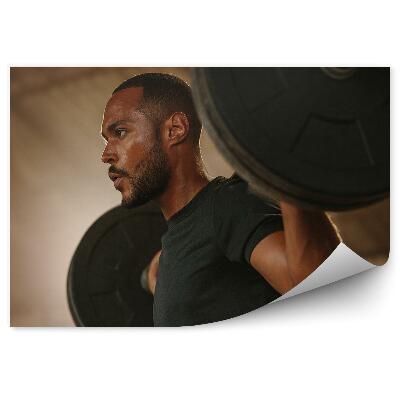 Fototapet vintage Bărbat care ridică greutăți bodybuilder