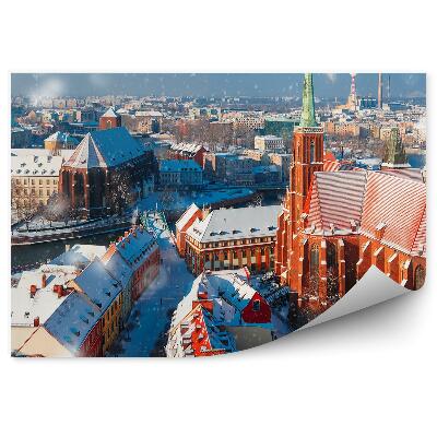 Decor fototapet Vedere Aeriană Ostrów Tumski Zăpadă De Iarnă