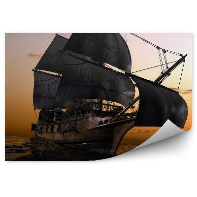 Decor fototapet Navă de război vele albe la apus