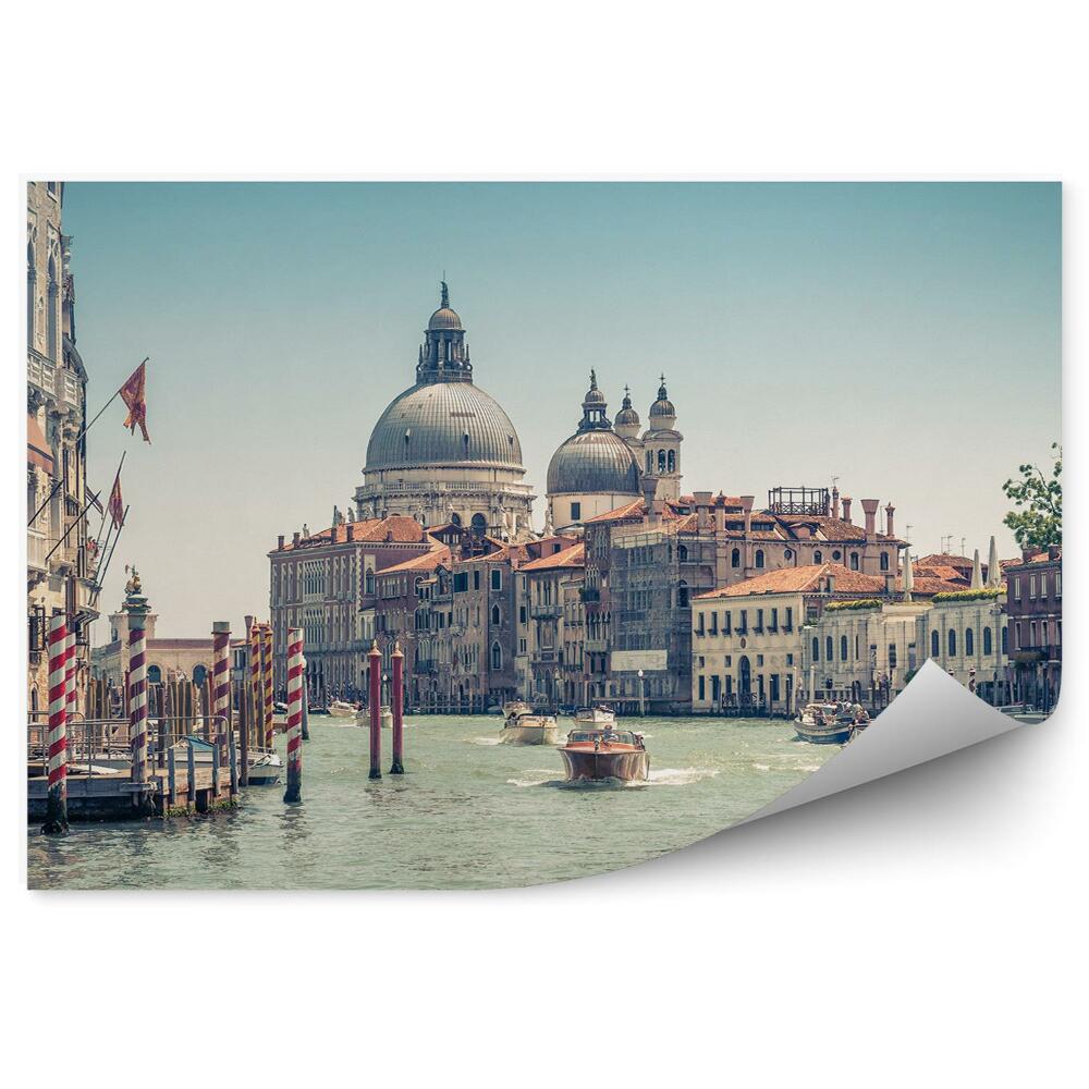 Fototapet pentru perete Bazilica Santa Maria Della Salute Italia Barci Cu Motor Grand Canal Veneția Clădiri