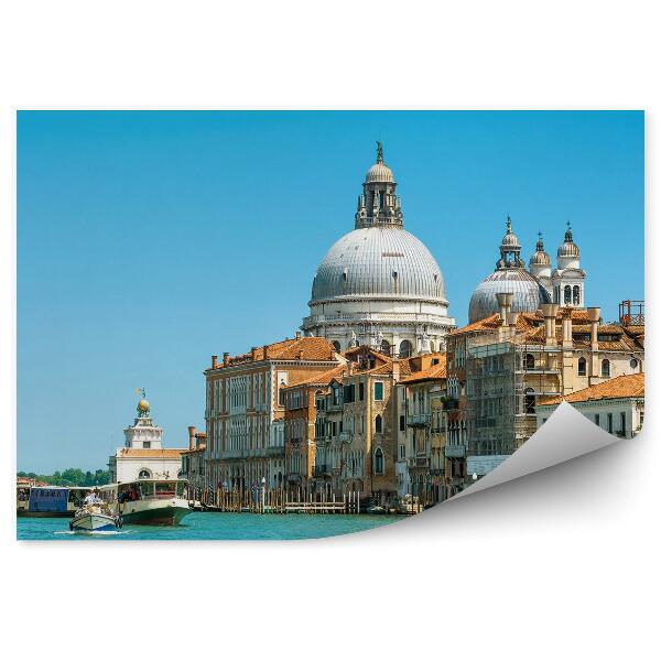 Decor fototapet Bazilica Santa Maria Della Salute Italia Barci Cu Motor Grand Canal Veneția