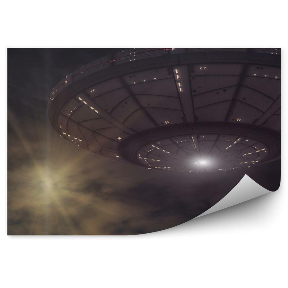 Fototapet pentru perete Cer Nori Ozn 3D Nava Spațială Soare