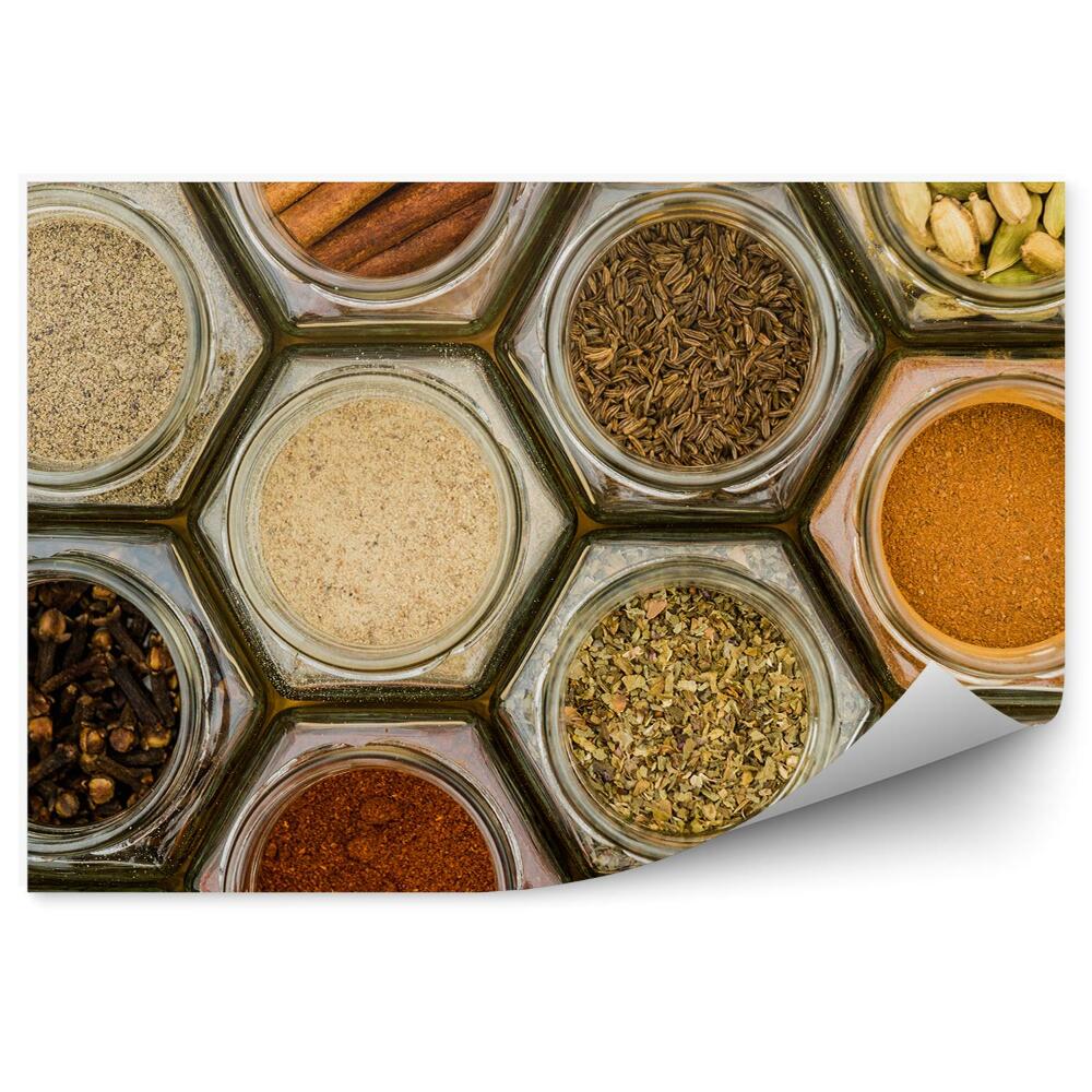 Decor fototapet Borcane Hexagonale Cu Condimente