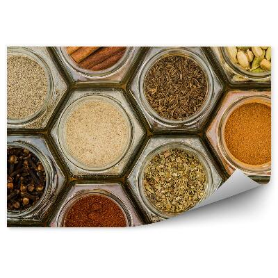 Decor fototapet Borcane Hexagonale Cu Condimente