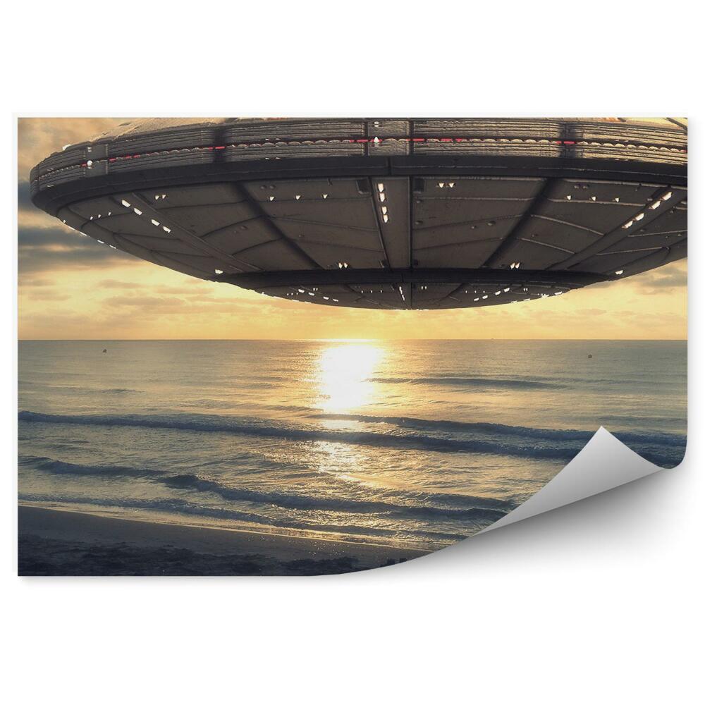 Decor fototapet Cer Nori Ozn 3D Nava Spatiala Plaja Mare Cer Nori Apus De Soare