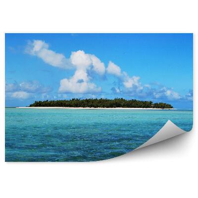 Decor fototapet Insulă Plajă Mal Vegetație Apă Albastră