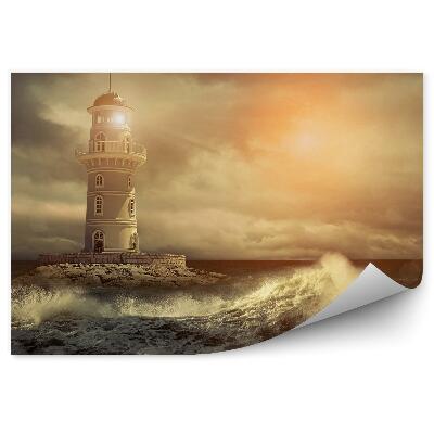 Fototapet perete Strălucirea De La Far Furtună Valurile