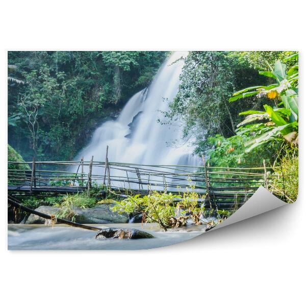 Fototapet vintage Cascada apa pod de lemn natura natura