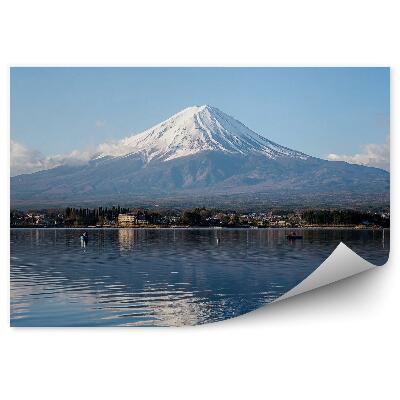 Decor fototapet Muntele Fuji Lacul Kawaguchiko Vezi Nori De Zăpadă De Iarnă