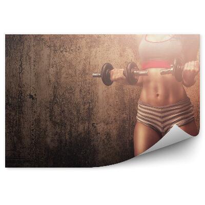 Fototapet perete Femeie haltere ridicarea greutății beton