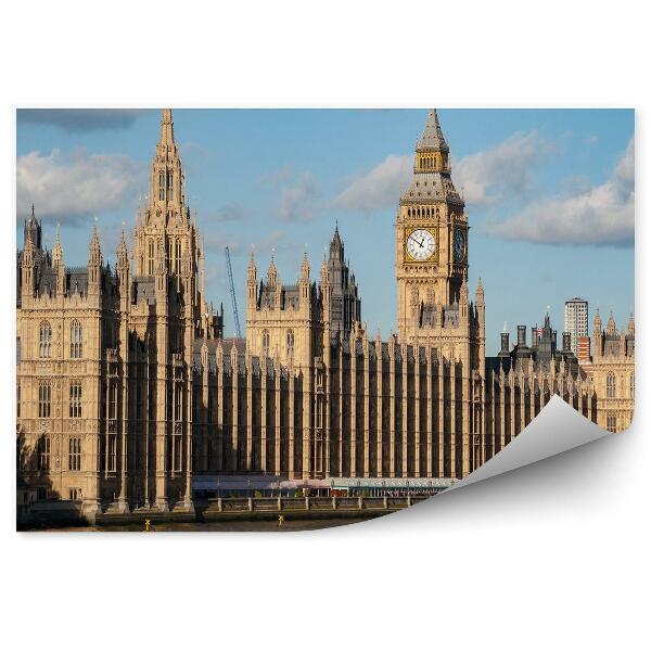 Decor fototapet Palatul Westminster Big Ben Copaci Nori Cer Londra