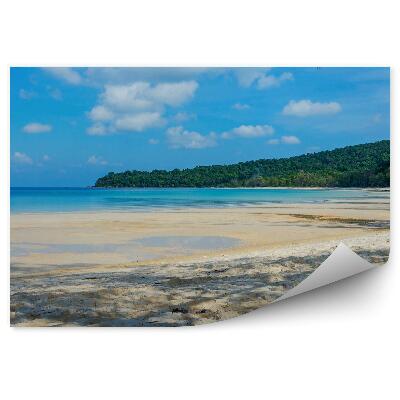 Decor fototapet Cambodgia Plajă Copaci Insulă Ocean Cer Nori Nisip