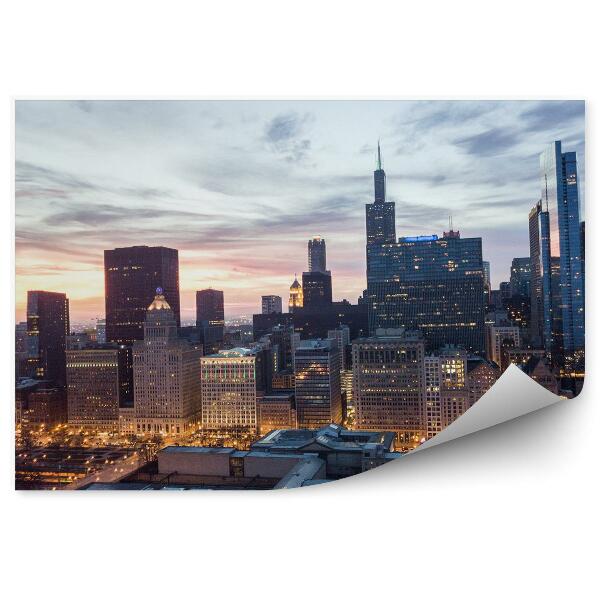 Fototapet vintage Zgârie-Nori Lumini Cer Nori Chicago