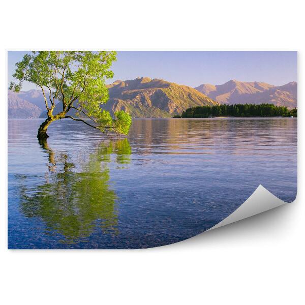 Fototapet Copac În Lac Și Munți