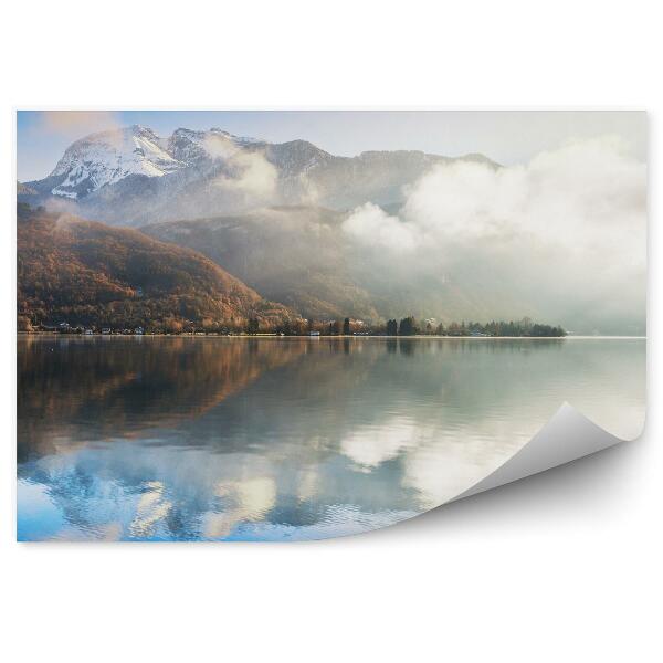 Fototapet perete Lacul Annecy Din Alpii Francezi Răsărit.