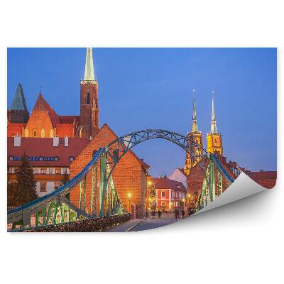 Fototapet perete Ostrów Tumski Wrocław Pod Lacăte Catedrală Sculpturi Nori Trotuar