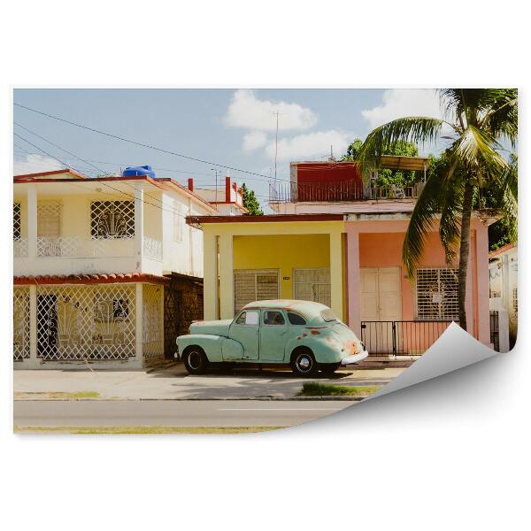 Fototapet Clădiri colorate case cuba auto palma