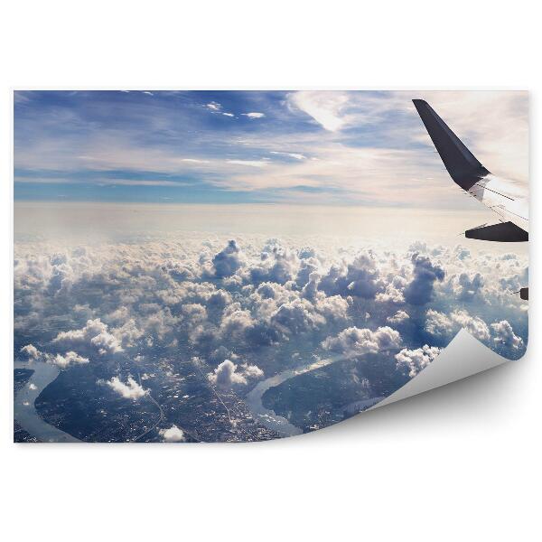 Fototapet Aripa avionului vedere nori cer