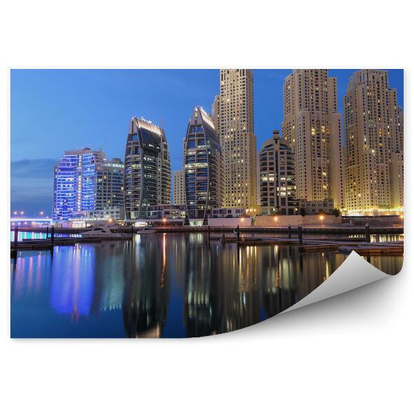 Fototapet vintage Dubai la amurg arhitectura apa