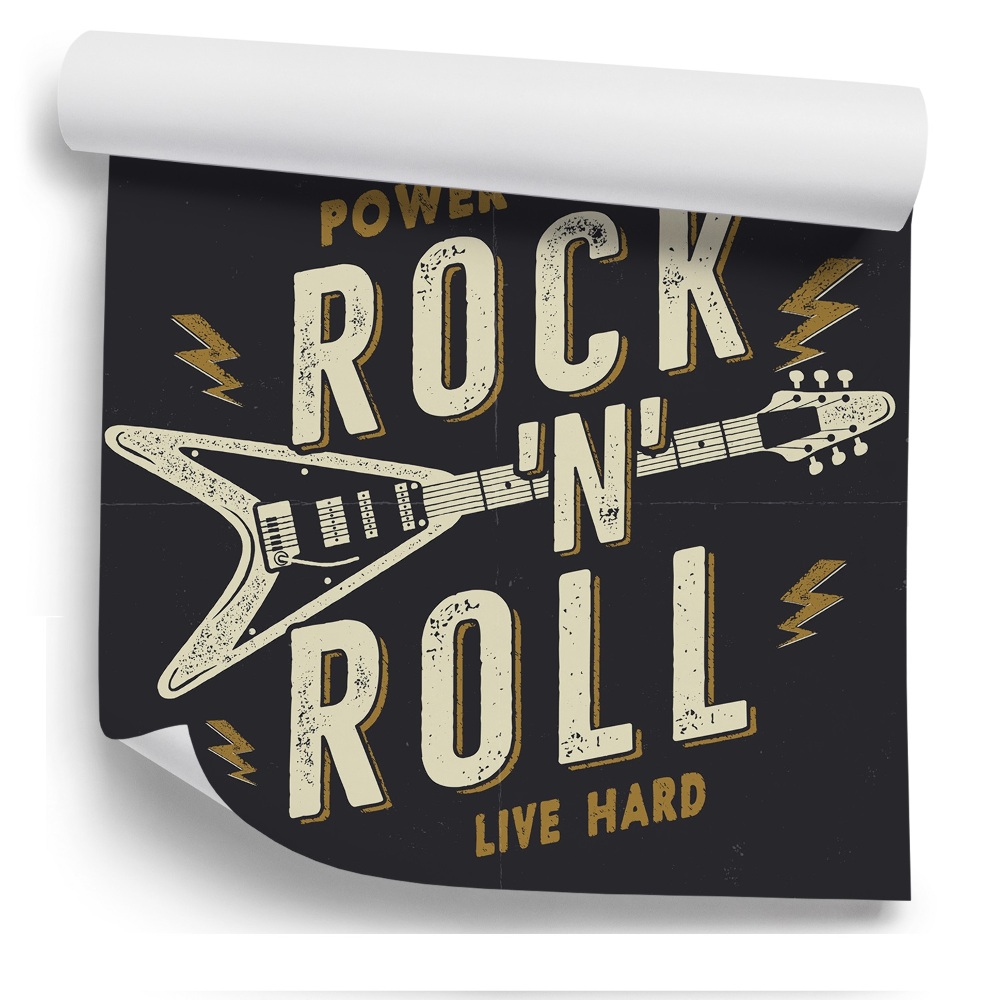 Fototapet pentru perete Text De Chitară Retro Cu Litere Rock