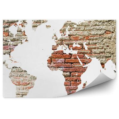 Fototapet perete Harta lumii cu cărămizi îmbătrânite