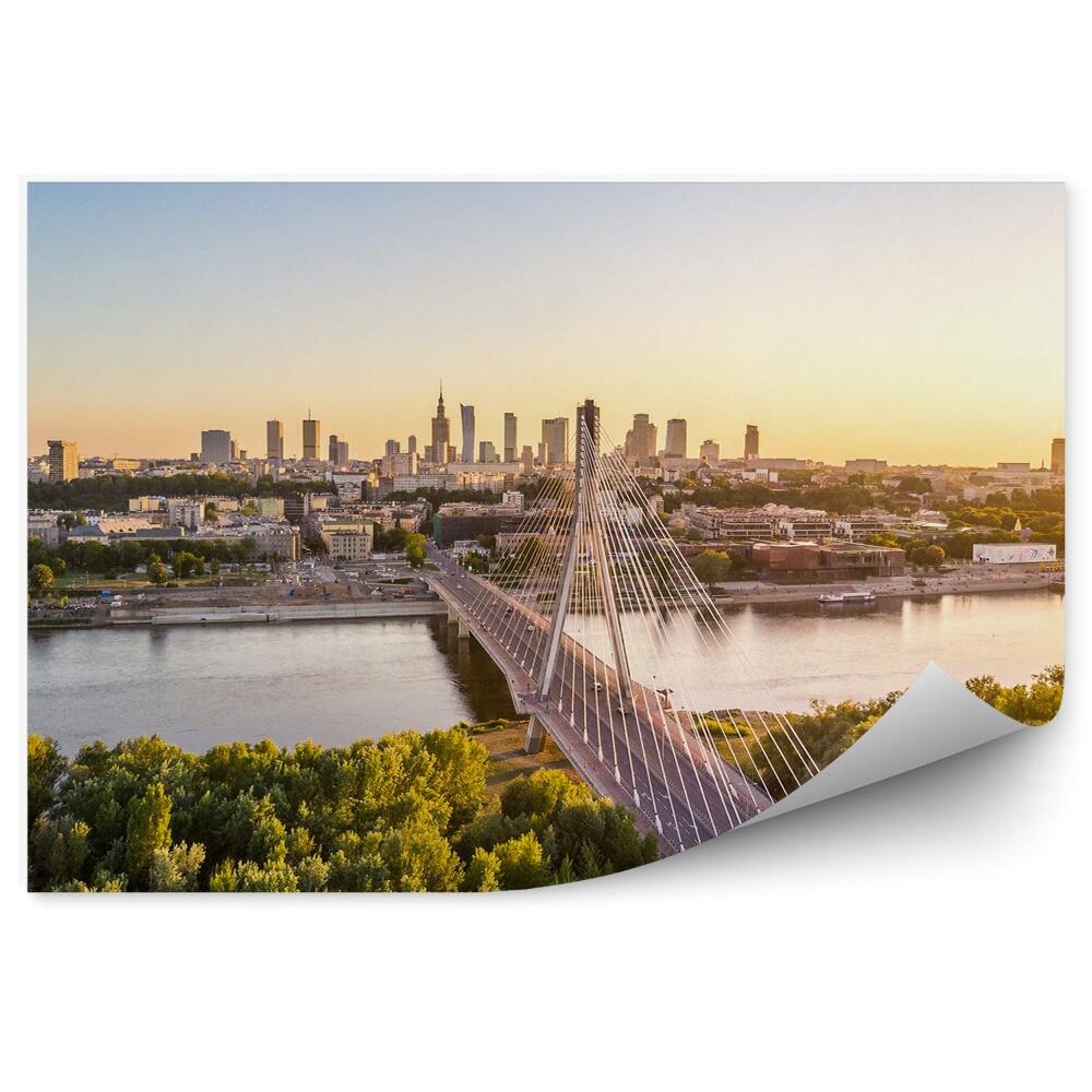 Fototapet Varșovia Din Vedere De Pasăre, Copaci, Clădiri, Pod