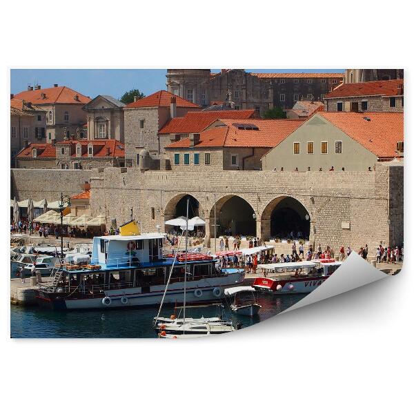 Decor fototapet Marea Adriatică nave ambarcațiuni port zidurile orașului