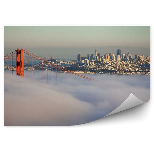 Fototapet pentru perete Golden Gate Bridge Ocean San Francisco Dimineața Ceață Zgârie-Nori Vedere La Oraș