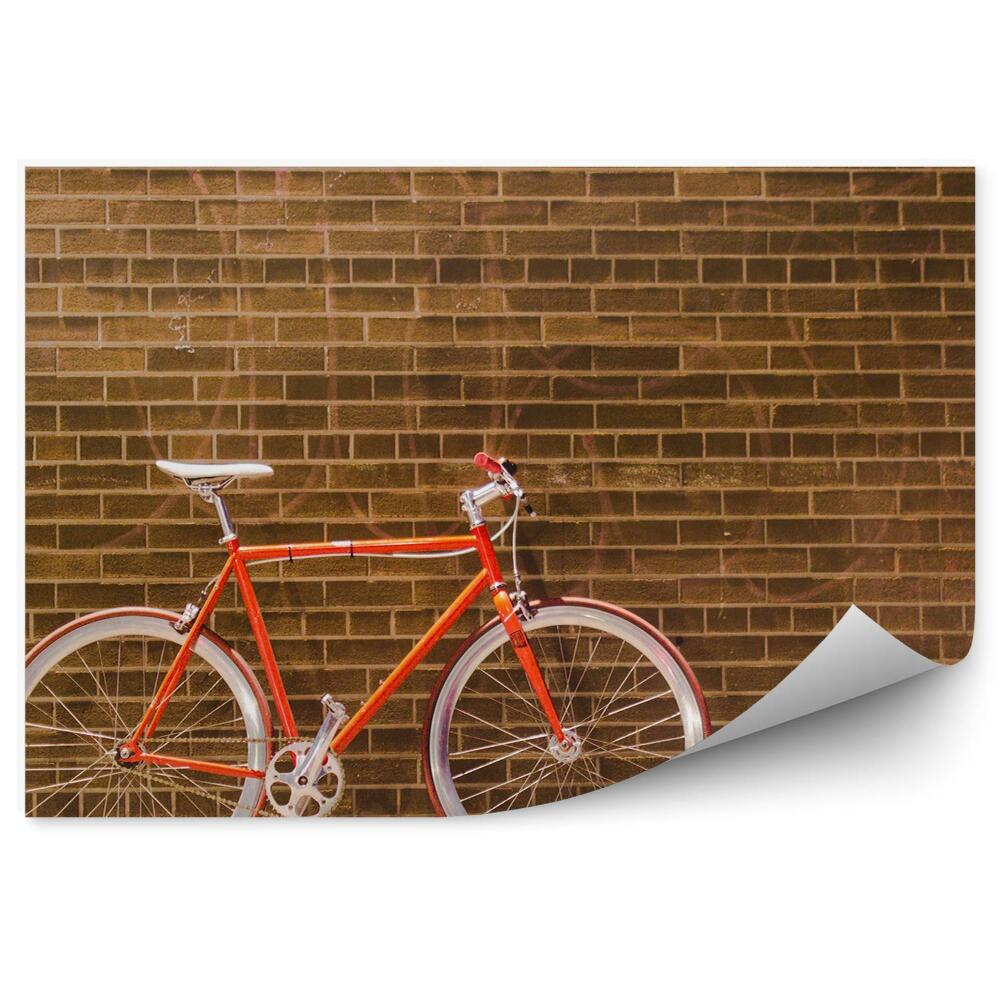 Fototapet vintage Perete de cărămidă portocaliu pentru biciclete