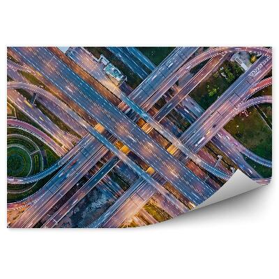 Fototapet Intersecție mare de autostradă intersecție mașini trafic