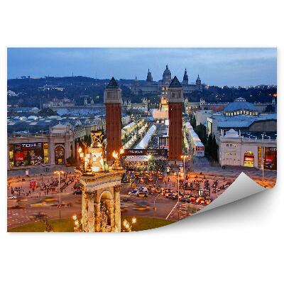 Fototapet perete Cladiri Transport Noapte Barcelona