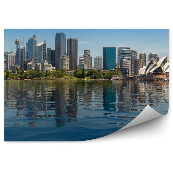 Fototapet vintage Orizontul Orașului Sydney Zgârie-Nori Opera Ocean Barca
