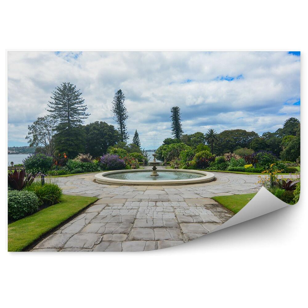 Fototapet Plantați Grădini, Arbuști, Copaci, Fântână