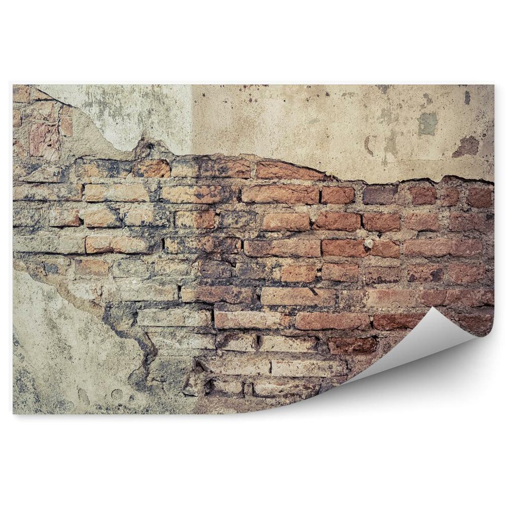Fototapet vintage Există Crăpături În Vechiul Zid Tencuit