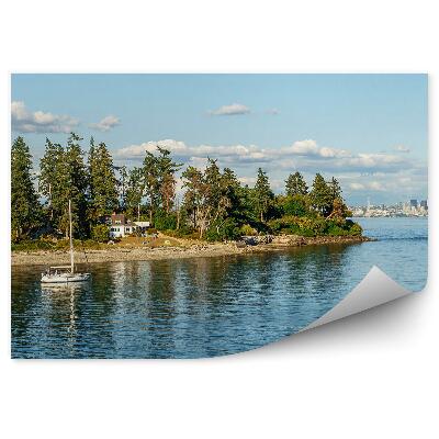 Fototapet pentru perete Seattle Panorama Conifere Cladiri Iaht Turn Cladiri Mare Cer Nori