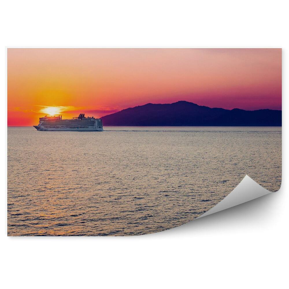 Fototapet perete Barca Croazieră Mare Apus De Soare Golful Napoli Napoli Italia