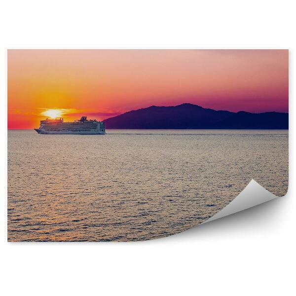 Fototapet perete Barca Croazieră Mare Apus De Soare Golful Napoli Napoli Italia